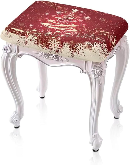 Bar Stool Covers Rectangle Christmas Decoration Bar Stool Seat Covers Red Xmas Tree Vanity Chair Cover Rectangle 2 Pack Counter Stool Bar Chair Cover for Kitchen Pub Dining Room