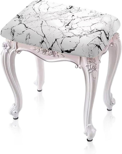 Marble Print Stool Seat Covers Rectangle 2 Pack Stretch Bench Covers Rectangular Soft Rectangle Bar Stool Cover Washable Counter Stools Slipcover Saddle Seat Cover