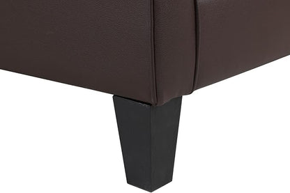 Modern Faux Leather Accent Chair, Upholstered Living Room Armchairs, Comfy Winged Arm Single Sofa Chair for Bedrom, Apartment, Office, Espresso