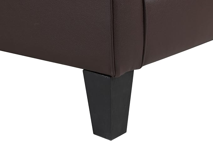 Pu Leather Accent Chair Set of 2, Overstuffed Mid Century Modern Living Room Chairs Upholstered Comfortable Reading Chair Fake Leather Armchair for Bedroom, Office -Brown