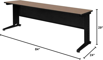 Regency Fusion 84 x 24 in. Training Table – Durable Edge Banding, Vented C-Leg Wire Management for Classroom, Office, and Training Room Workstations (Noble Oak)