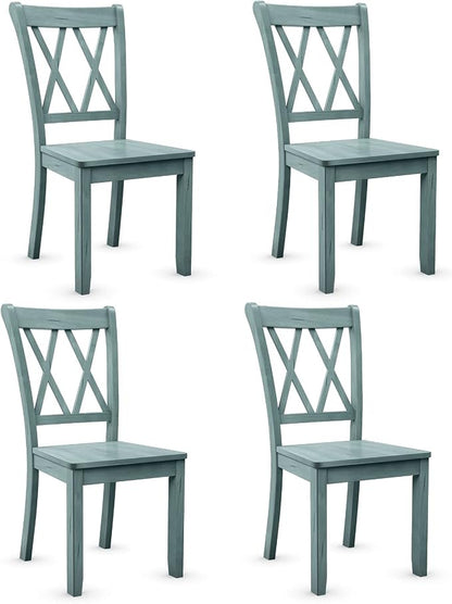 Giantex Set of 4 Dining Chairs, Rubber Wood Dining Room Chair, Farmhouse Dining Side Chairs, Max Load 400 Lbs, Wooden Kitchen Chairs for Home Kitchen, Dining Room