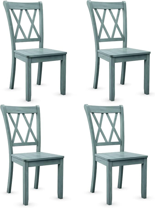 Giantex Set of 4 Dining Chairs, Rubber Wood Dining Room Chair, Farmhouse Dining Side Chairs, Max Load 400 Lbs, Wooden Kitchen Chairs for Home Kitchen, Dining Room