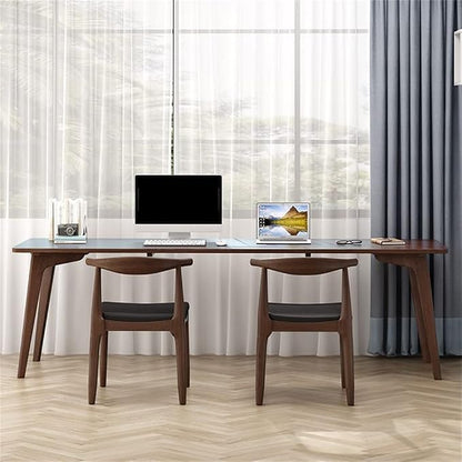 LAKIQ Pine Solid Wood Writing Desk Modern Rectangular Home Office Working Table Desktop Computer Desk Home Writing Table for Small Space-Table Only (Walnut,79" L x 20" W x 30" H)