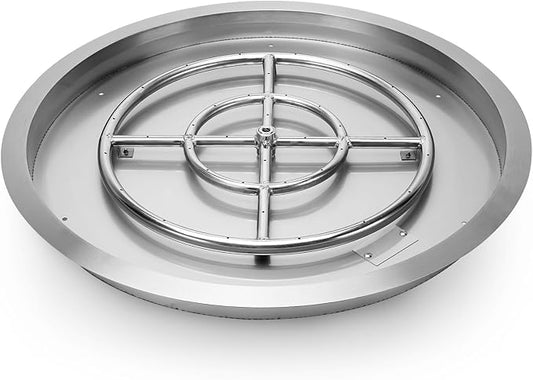 Stanbroil 19-Inch Round Fire Pit Burner Pan, Drop-in Gas Fire Pit Inserted for DIY Natural & Propane Gas Fire Table, Stainless Steel Firepit for Outside, BTU 92,000 Max