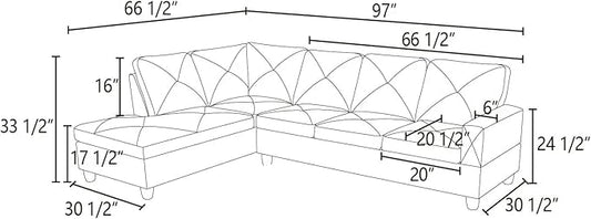 L-Shaped Sectional Sofa, Modern 4-Seat Couch with Left Facing Chaise, Sectional Couch for Living Room, Apartment, Office, Brown