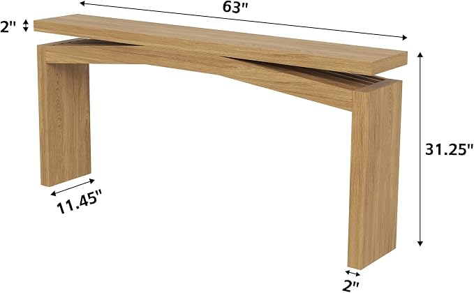 Epecoya Extra Long Console Tables for Living Room, Slim Entryway Table 63 Inches Long, Wooden Couch Table Behind Sofa for Hallway, Living Room, Home, Natural Teak