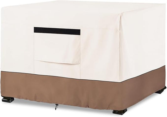 Fire Pit Cover,Outdoor Heavy Duty 600D 100% Waterproof Fire Pit Cover Square,Weatherproof Firepit Covers Square 30" W x 30" D x 25" H,Beige & Brown