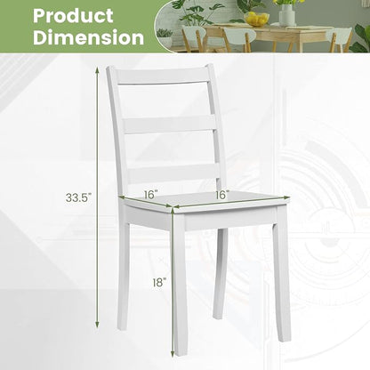 Giantex Wood Dining Chairs Set of 4 White - Wooden Armless Kitchen Chairs with Solid Rubber Wood Legs, Non-Slip Foot Pads, Max Load 400 Lbs, Farmhouse Style High Ladder Back Dining Room Chairs