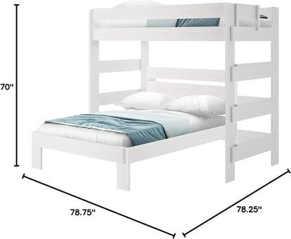 Plank+Beam Rustic Twin Over Full L Shape Bunk Bed, White Wash