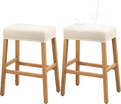 YISUN Stool Covers Rectangle - 2 Pack Stretch Waterproof Saddle Seat Cover Counter Bar Stools Bar Chairs Covers Kitchen Island Chairs Cushion Protector