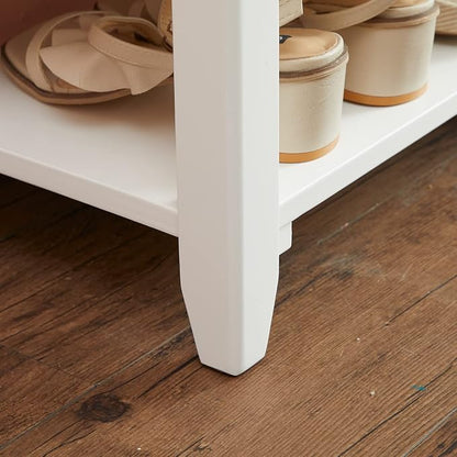 Dewfig Shoe Rack Bench for Entryway with Storage, 48", 3-Tier Wooden Shoe Bench for Hallway, Front Door, Entrance, White