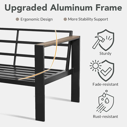 Patio Furniture Set 8 Seats and Coffee Table, Patio Conversation Set with Washable Thick Cushions, Deluxe Aluminum Modern Outside Sectional for Porch, Balcony, Deck, Yard, Light Gray