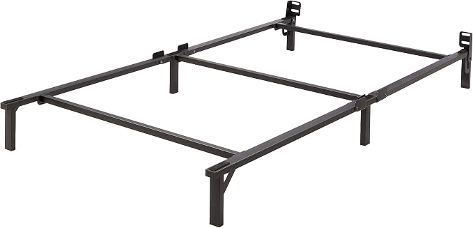 Amazon Basics Metal Twin Size Bed Frame, 6-Leg Base for Box Spring and Mattress Support, Tool-Free Easy Assembly, Black