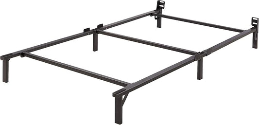 Amazon Basics Metal Twin Size Bed Frame, 6-Leg Base for Box Spring and Mattress Support, Tool-Free Easy Assembly, Black