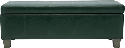 51 Inch Storage Ottoman, Storage Bench with Safety Hinge, Upholstered Synthetic Leather Ottoman Bench for Bedroom, Living Room, Entryway, Hallway, Foot Rest, Support 500lbs