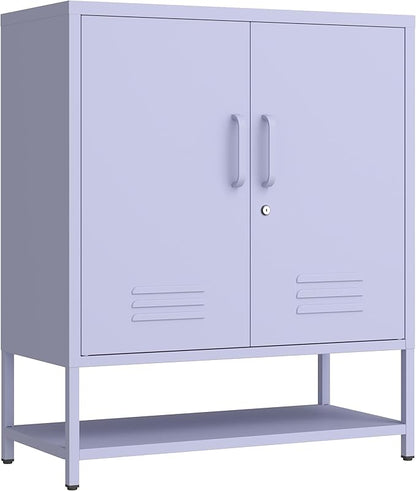 Three Tier Metal Shoe Cabinet for Home use Featuring Adjustable Shelves Multifunctional Two Door Storage Cabinet Suitable for entryways and hallways Purple Size: 13.8" D x 29.5" W x 33" H
