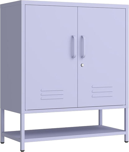 Wide 3-Tier Metal Shoe Storage Cabinet, Multifunctional Household Shoe Organizer with Adjustable Shelves for Home & Entryway Purple 33" H X 29.5" W X 13.8" D