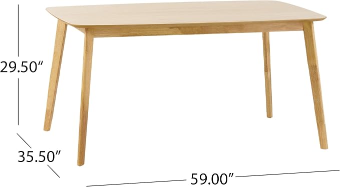 Christopher Knight Home Nyala Wood Dining Table, Natural Oak Finish