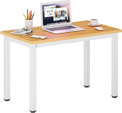 DlandHome 31.5 inches Small Computer Desk for Home Office Activity Table Writing Table for Small Spaces Study Table Student Laptop Desk Teak and White DND-AC3TW-8040,Teak + White