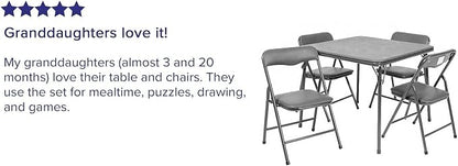 Flash Furniture Mindy Kids 5-Piece Folding Square Table and Chairs Set for Daycare and Classrooms, Children's Activity Table and Chairs Set, Gray