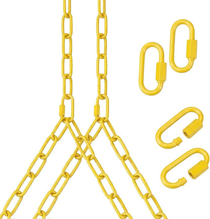 Heavy Duty Porch Swing Hanging Chain Kit (2 Pack) 1500 Lbs Capacity, Up to 7.1ft Length- Rustproof Zinc-Plated, 4 Quick Links & 2 Y-Chain Assemblies, Indoor/Outdoor Hanging Hardware(Yellow)