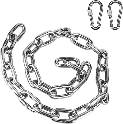 BeneLabel 1Pcs 29inch 304 Stainless Steel Hanging Chain with 4 Carabiners Hammock Chain Extender Chain for Swing, Heavy Bag, Hanging Chair, Porch Swing, Indoor & Outdoor 1000 LB Capacity