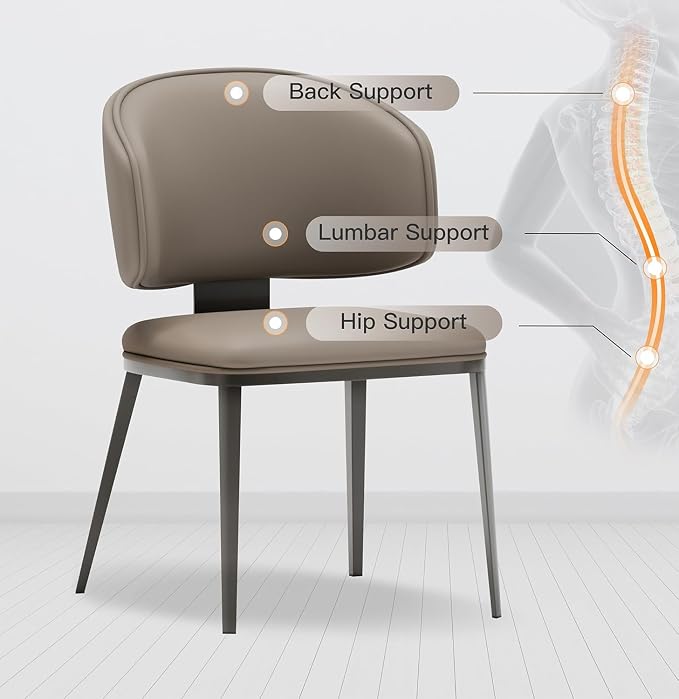 Dining Chairs Modern High Backrest Comfortable, Fashion Upholstered Kitchen Chair Armless Dinner Chair with Metal Legs for All Rooms (Milk Coffee, Set of 2)