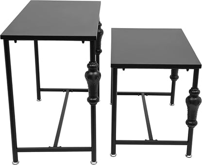 Retail Display Tables Black Boutique Nesting Tables | 2 Piece Set, Vintage Display Table, Clothing Shoes Display Shelf, For Retail Stores, Carbon Steel