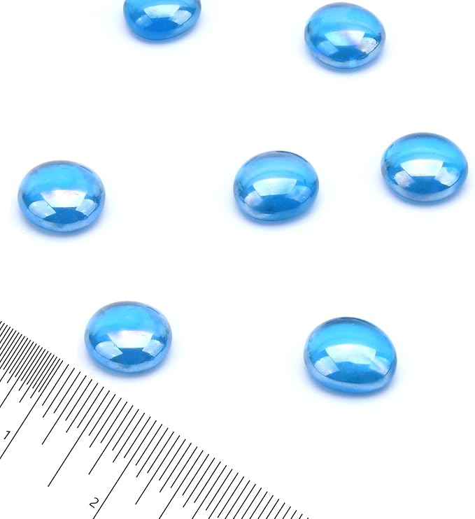 GasSaf Blue Fire Glass Beads for Outdoor Fire Pit, Fireplace, Replaces Existing Gas Logs & Lava Rocks, 3/4 Inch Glass(20 Pound)(Caribbean Blue Luster)
