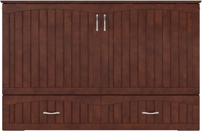 AFI, Southampton Murphy Bed Chest Queen with 6" Mattress, Storage Drawer & Built-in USB Charger, Walnut