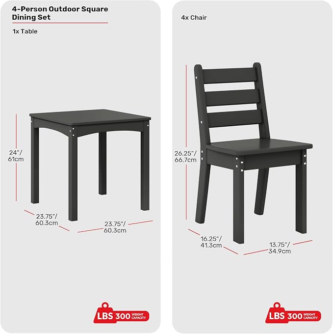 Costaelm Kids Table and 4 Chair Set, Activity Table Chair Set, Toddler Game, Playroom Furniture, Picnic Table Chairs, 5 Piece Dining Table Set, Gray