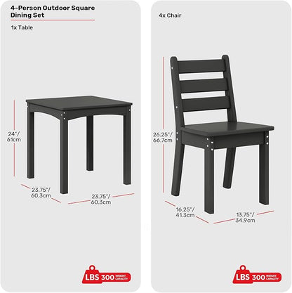 Costaelm Kids Table and 4 Chair Set, Activity Table Chair Set, Toddler Game, Playroom Furniture, Picnic Table Chairs, 5 Piece Dining Table Set, Gray