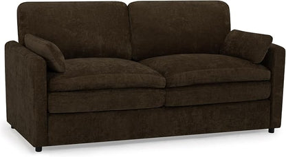 69” Chenille Loveseat Sofa w/Arm Pillows, Upholstered 2-Seater Sofa w/Comfortable Back Cushions, Modern 2 Seats Couch w/High-Density Foam for Living Room, Apartment, Office, Brown