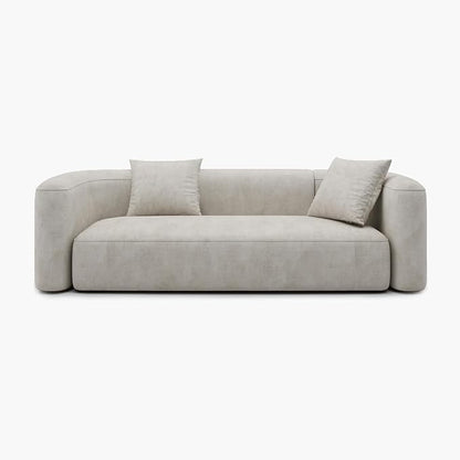 Acanva Luxury Modern Tight Curved Back Velvet Sofa, Minimalist Style Comfy Couch for Living Room Apartment, 3 Seater, Cream