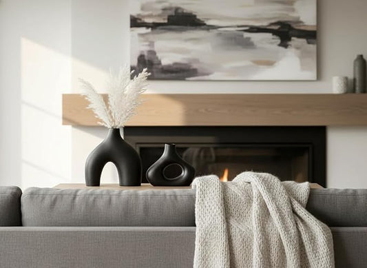 Carrot's Den Donut Vase, Set of 2 - Minimalist Nordic, White Ceramic Hollow Donut Vase Decor | Table Centerpiece, Olive Plant, Wedding, Living Room, Bookshelf, Office, Modern Home, Entryway, Console