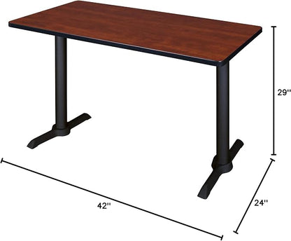 Romig Pillar 42 x 24 in. Steel T-Base Training Seminar Table- Cherry
