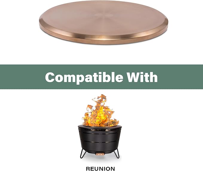 TIKI Reunion Tabletop Fire Pit Cover – 28.5" Durable 304 Stainless Steel Lid – Weather-Resistant Outdoor Fire Pit Protection – Converts Fire Pit into Table – Patio & Backyard Accessory, Gold