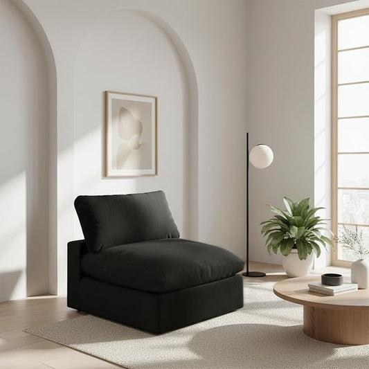 Modular Sectional Sofa,Extra Comfty Deep-Seat-Filled Couch, Black Modern Couches for Living Room,Apartment,Office,Small Space