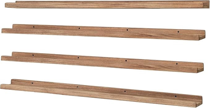 Long Floating Shelves for Wall 47 Inch,Real Wood Picture Ledge Shelf with Lip Set of 4,Photo Frame Storage Display for Living Room Nursery Room Bedroom Bathroom Kitchen Decor(Carbonized Black)
