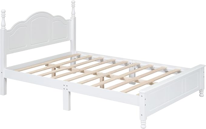 Harper & Bright Designs 3 Pieces Full Size Bedroom Sets, Solid Wood Platform Bed Frame with Heeadboard, 2 Nightstands, Farmhouse Design Full Bedroom Furniture Sets, Easy to Assemble (White)