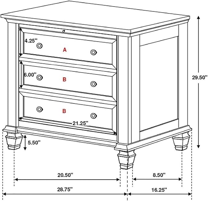 Pemberly Row 4-Piece Coastal Bedroom Set, Eastern King Bed, Cream White Finish, Solid Hardwood & Engineered Wood Construction, Dresser, Mirror, Nightstand, Classic Carved Detailing, Ample Storage