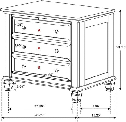 Pemberly Row 4-Piece Coastal Bedroom Set, Eastern King Bed, Cream White Finish, Solid Hardwood & Engineered Wood Construction, Dresser, Mirror, Nightstand, Classic Carved Detailing, Ample Storage