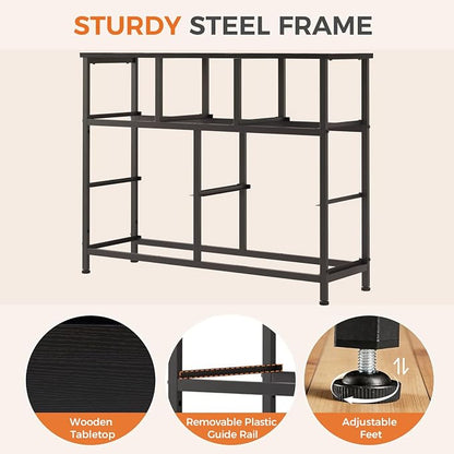 Sweetcrispy 7 Drawer Dresser, Fabric Storage Tower Organizer for Bedroom, Closet, Hallway, Entryway, Tall Chest of Drawers with Steel Frame, Wood Top, Large Storage, Black Wood Grain
