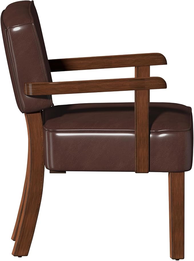FAGAGA Accent Chair, PU Leather Living Room Chairs Oversized with Soft Seat and Armrests, Armchair for Bedroom, Dinning, Reading, Waiting Rooms (Leather Cherry)
