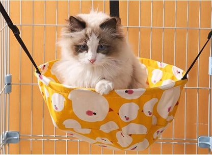 SHENGOCASE 2-Pack Cat Hammock Lounge Cat Hanging Bed for Cage Kennel Chair with Metal Frame, Adjustable Straps (Orange)