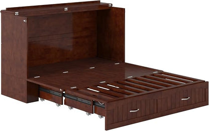 AFI, Southampton Murphy Bed Chest Queen with 6" Mattress, Storage Drawer & Built-in USB Charger, Walnut