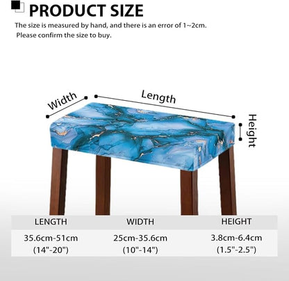 Blue Marble Bar Stool Seat Covers Rectangle Set of 2 Bench Covers Slipcover Counter Height Bar Stools Slipcovers Counter Stool Covers Saddle Seat Cover