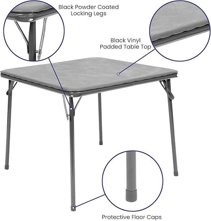 Flash Furniture Mindy Kids 5-Piece Folding Square Table and Chairs Set for Daycare and Classrooms, Children's Activity Table and Chairs Set, Gray