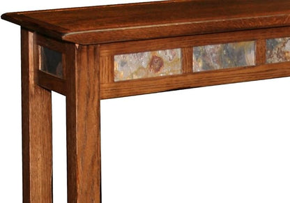 Leick Home 10059 Rustic Slate Tile Hall Console Sofa Table with Shelf, Rustic Oak